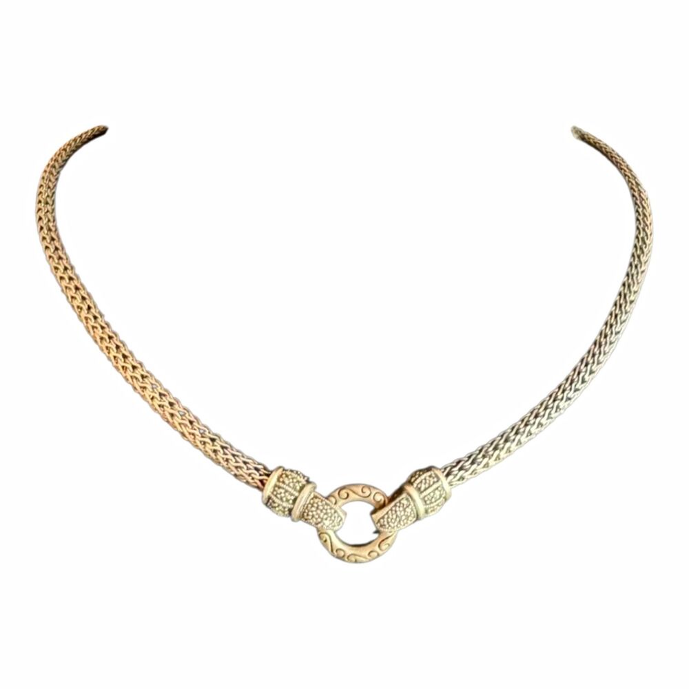 Vtg CNA 925 Sterling Silver Braided Chain Choker Necklace Toggle Clasp 17.5